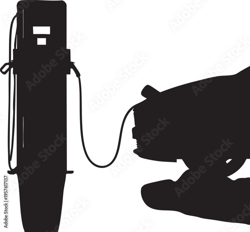 Electric vehicle charging station with a car silhouette