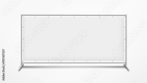 Textile blank banner isolated on white background. 3d vector mockup