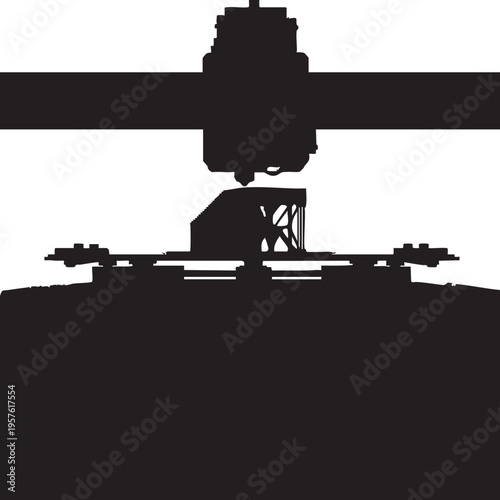 Silhouette of a 3d printer's moving head and build platform