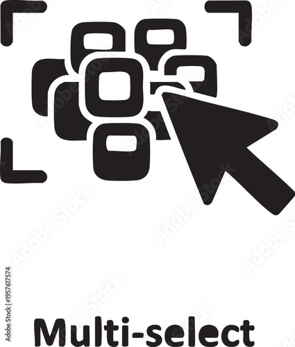 Multi select icon with cursor for selecting multiple items