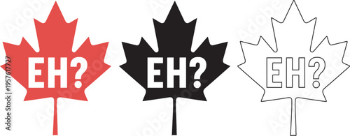 Canada day maple leaf symbols with eh question mark celebrating canadian pride and national identity on july 1st