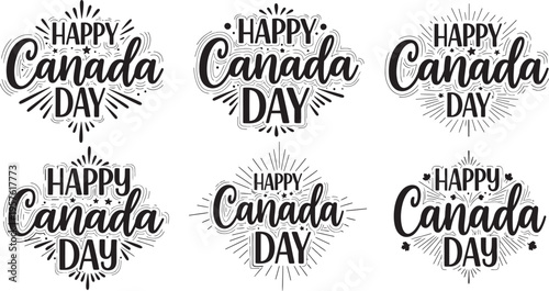 Happy canada day celebrations with festive typography and iconography