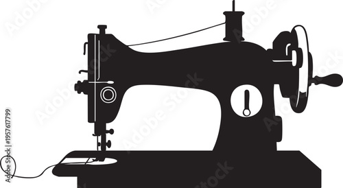Vintage industrial sewing machine silhouette