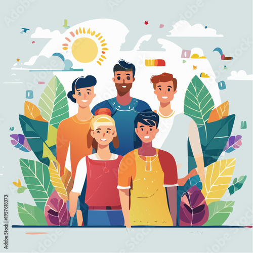 Groupe de personnes diverses en illustration moderne – communauté et diversité