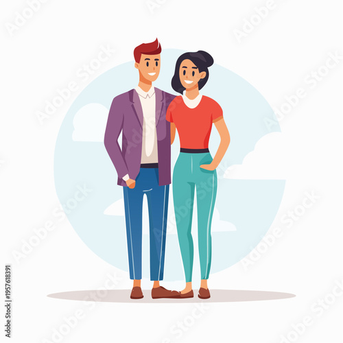 Deux personnes enlacées en illustration moderne – amitié et affection