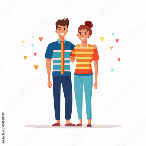 Deux personnes enlacées en illustration moderne – amitié et affection