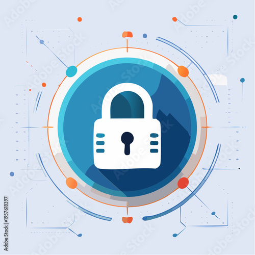 Icône de cadenas numérique dans interface technologique sécurisée