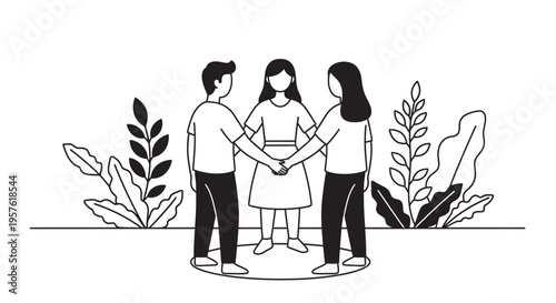 Celebrating friendship day with friends holding hands in unity and love