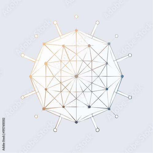 Réseau géométrique radial en forme d'étoile symbolisant données et connexion