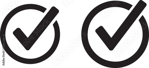 Wooden block checkmarks icon set for confirmation and approval