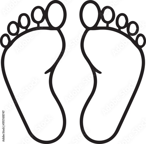 Artistic depiction of bare foot prints. showing outline of foot soles.