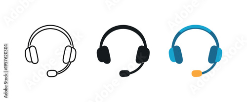Online support context represented by a simplified headset with microphone boom forming a single recognizable customer service