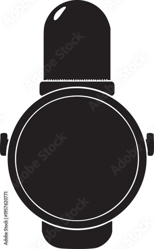 Black and white illustration of a vintage microphone