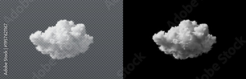 Vector realistic cloud, smoke or fog on isolated transparent and black background. Cloud png. Smoke png.