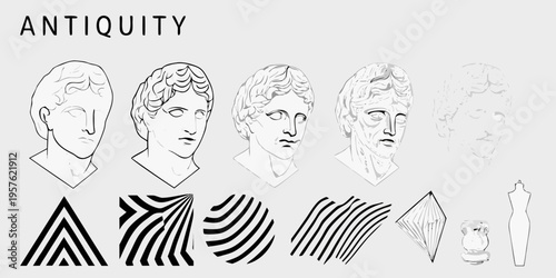Antiquity A collection of classical busts and abstract geometric shapes