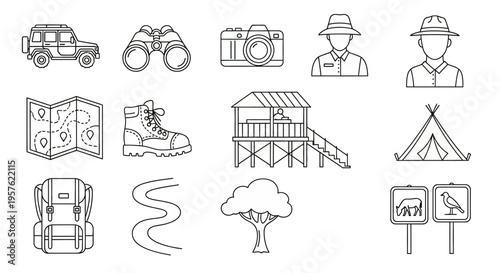 Outdoor enthusiasts prepare for hiking adventure in wilderness with gear