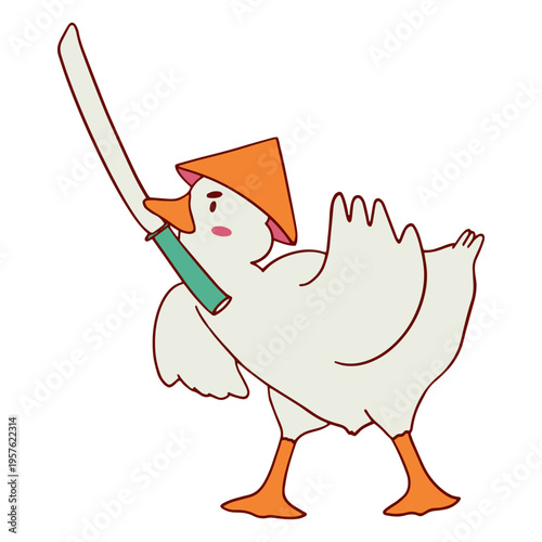 Goose holding a sword