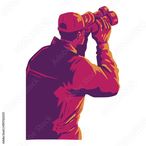 Man watching with binoculars