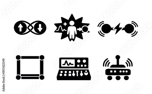 Solid vector icons of entanglement-driven teleportation schemes: correlated spin pair, measurement collapse zone, state-sending