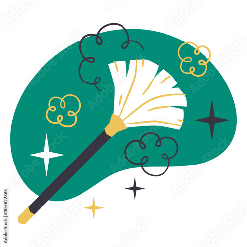 Feather broom flat icon