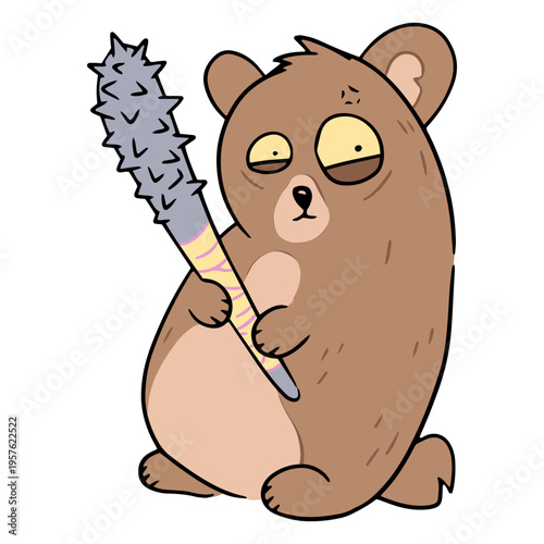 Cute deadly beaver with an spiked mace