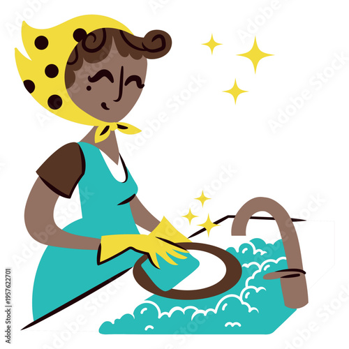 Young woman washing the dishes