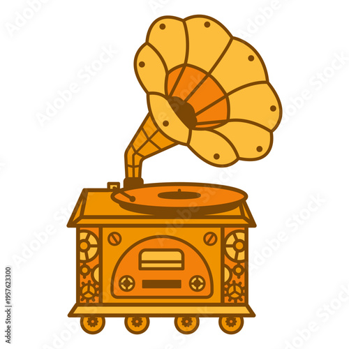 Gramophone monochromatic steampunk