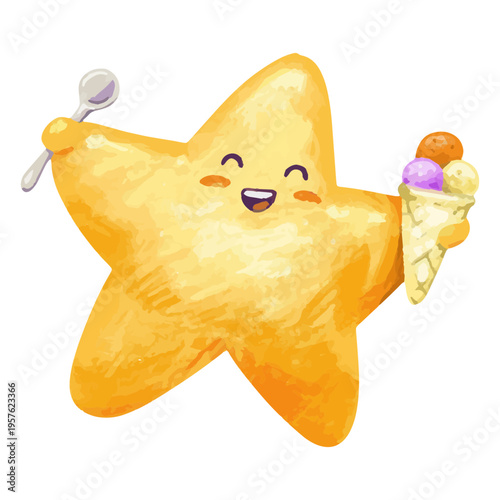 Cute star enjoying an ice cream cone