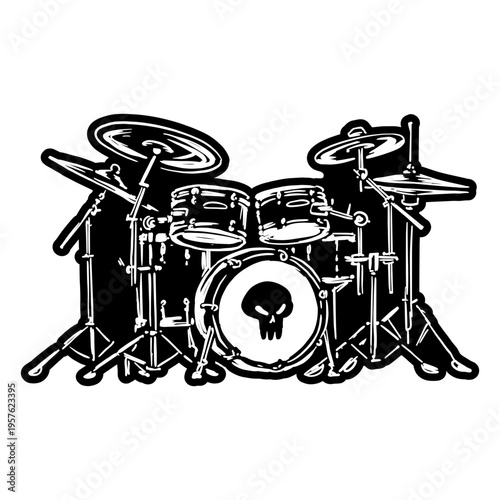 Musical drum set with skull decoration