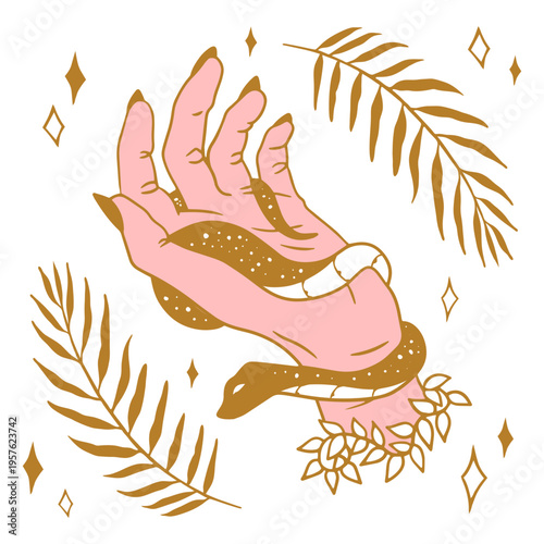 Hand surrounded by a snake