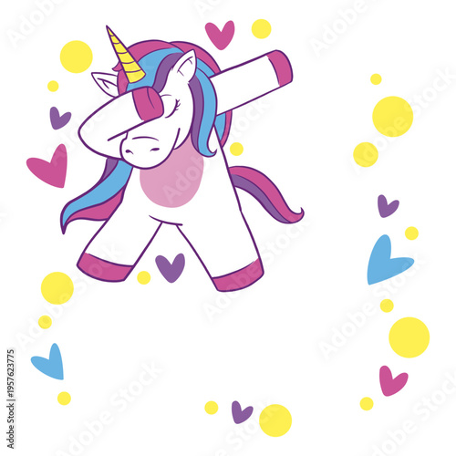 Adorable unicorn dabbing joyfully