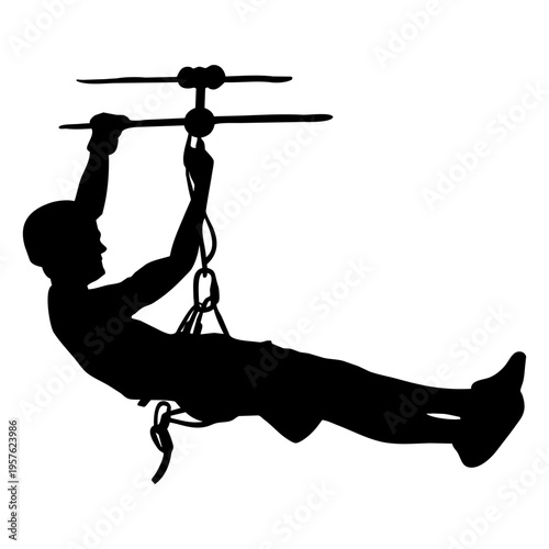 Man ziplining silhouette