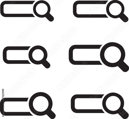 Search bar icons and magnifying glass vector illustration