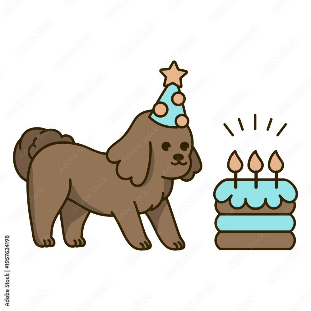 Obraz premium Birthday puppy kawaii cake