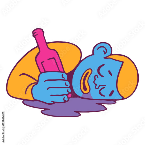 Sleeping blue drunk boy