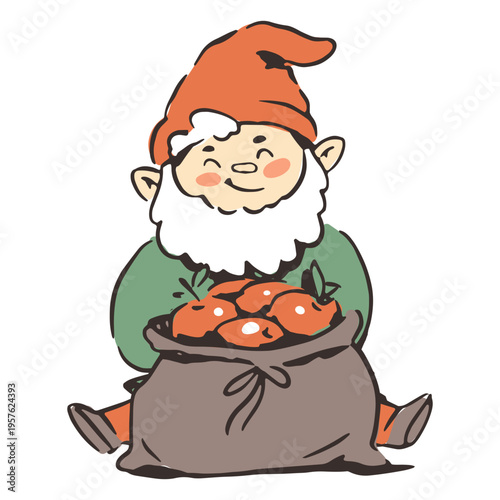 Gnome with a fruit sack