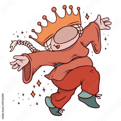 Dancing gnome wearing a crown