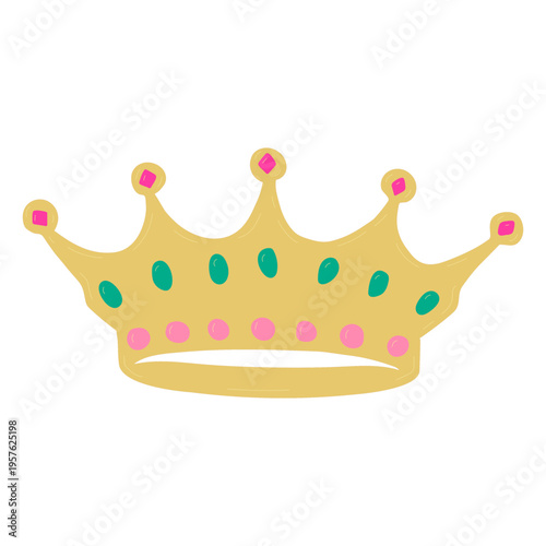 Canvastavla Yellow crown with colored stones