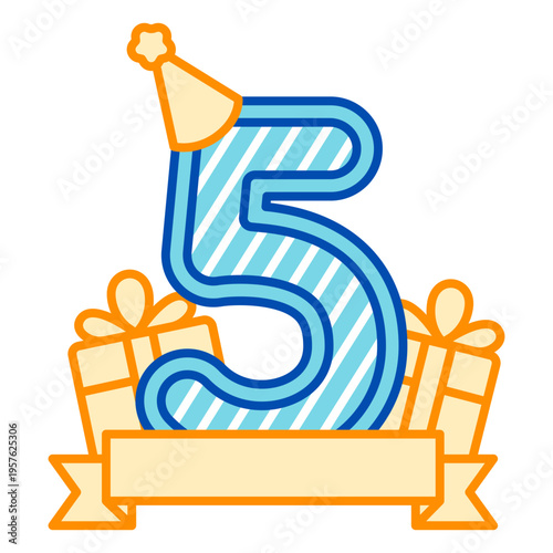 Birthday decoration featuring the number 5