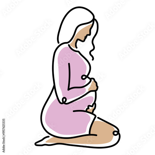 Illustration of a pregnant woman sitting on her knees