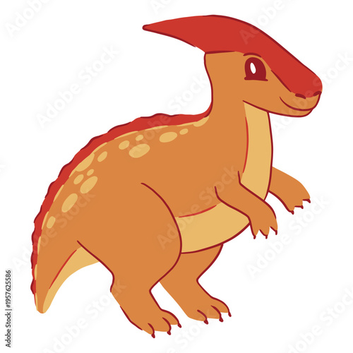 Cartoon dinosaur with a red head