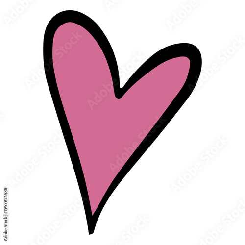 Pink heart with black