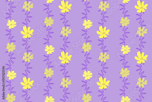 Botanical seamless pattern with meadow floral elements