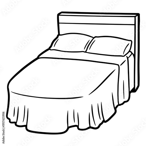 Cozy bed with blanket and pillows