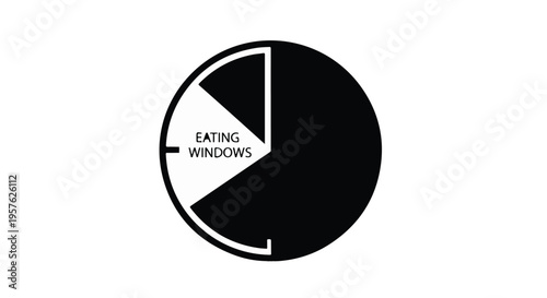 Funny pie chart infographic showing eating windows concept on white background