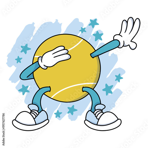 Yellow tennis ball with a star on it