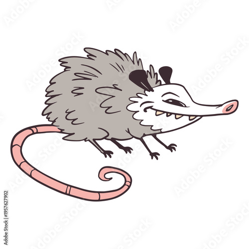 Smirking cartoon opossum