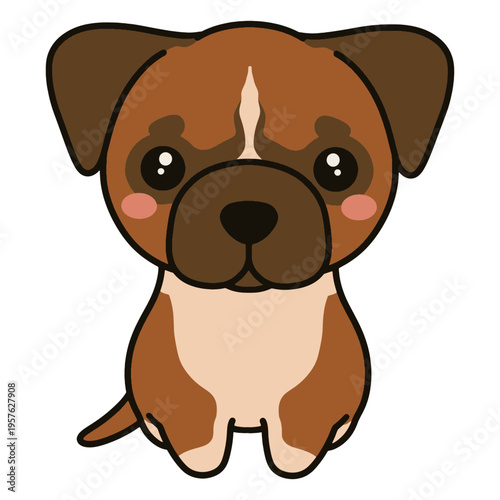 Small brown and white dog sitting