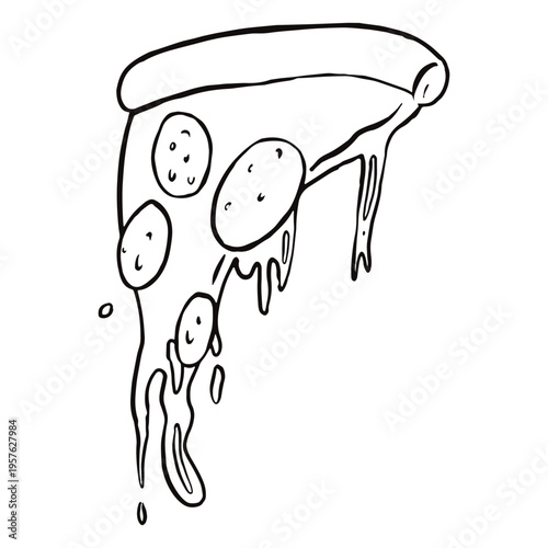 Slice of pizza is drawn