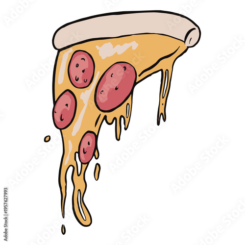 Dripping cheese slice of pizza